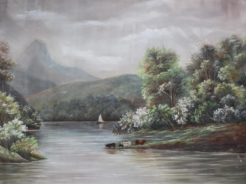 1844-Edith Stanway Halcombe Swainson - Scena di un lago